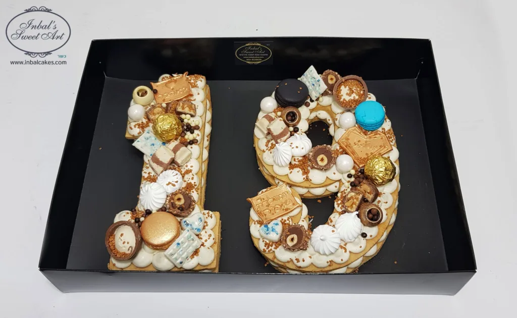 עוגת מספרים 19 עם שוקולדים